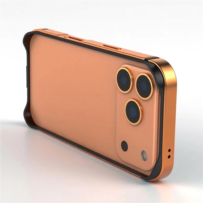 For iPhone 17 Pro Max Bumper Case Ultra Thin Metal TPU Phone Frame Protective Cover - Orange - 3