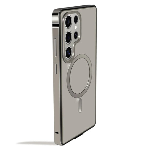 For Samsung Galaxy S25 Ultra Case Metal TPU Frame PC Back Phone Cover Magnetic Case - Grey - 1