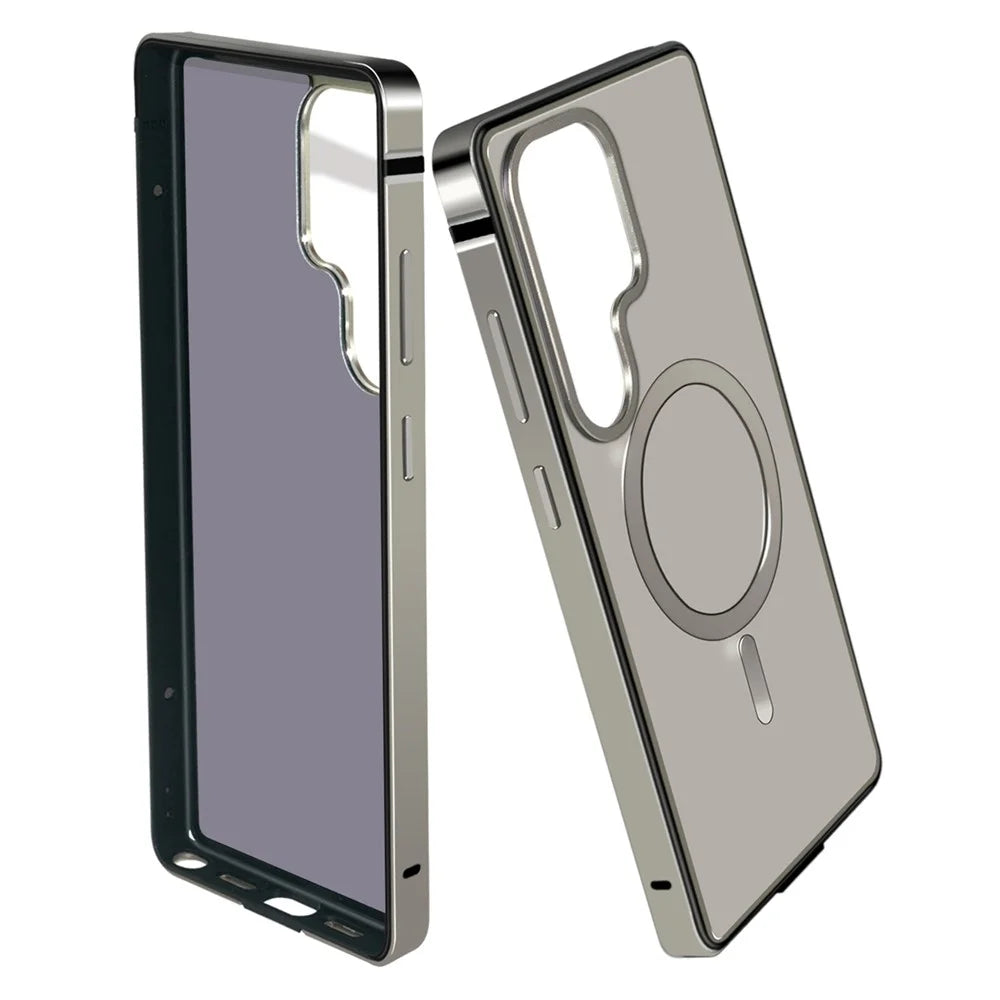 For Samsung Galaxy S25 Ultra Case Metal TPU Frame PC Back Phone Cover Magnetic Case - Grey - 3