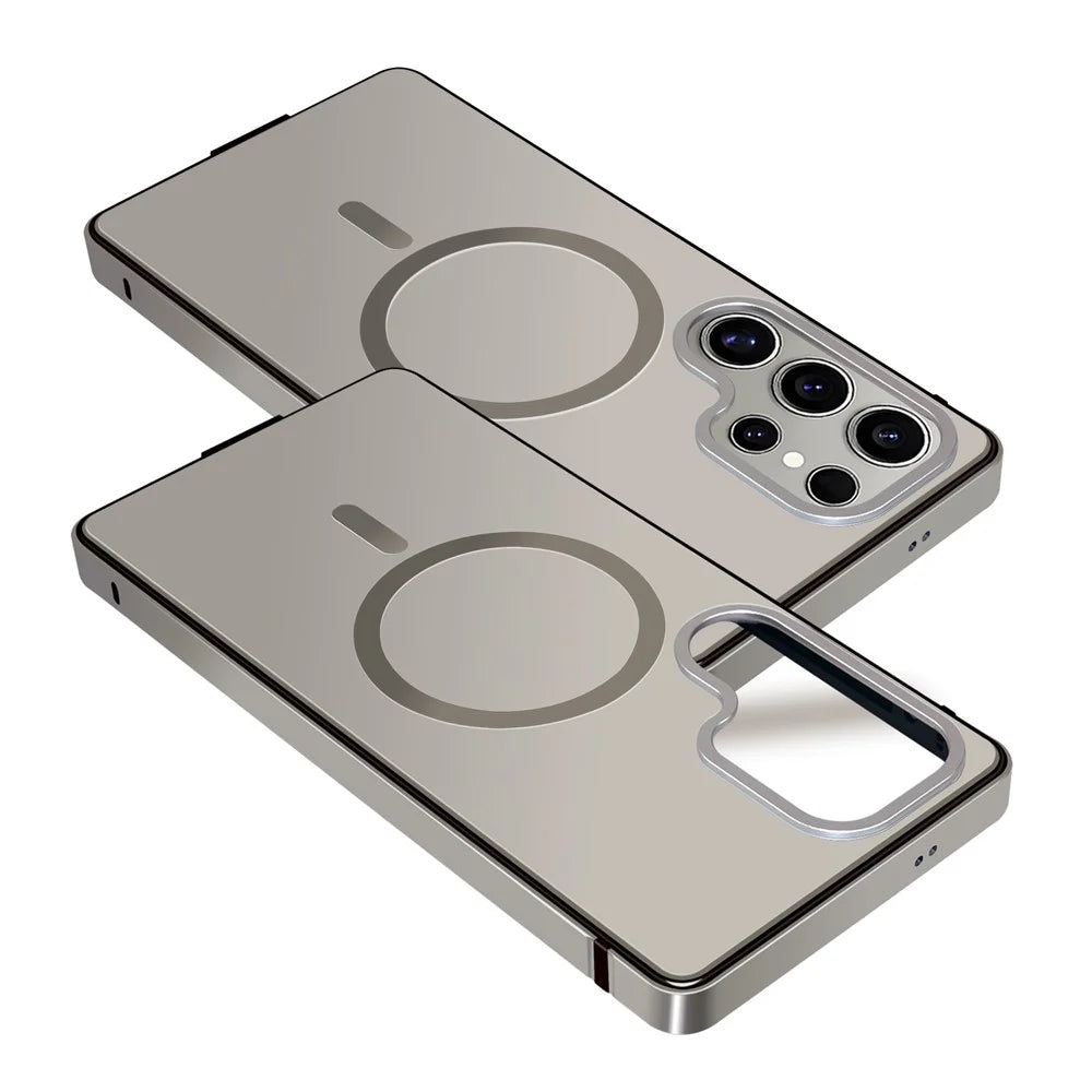 For Samsung Galaxy S25 Ultra Case Metal TPU Frame PC Back Phone Cover Magnetic Case - Grey - 4