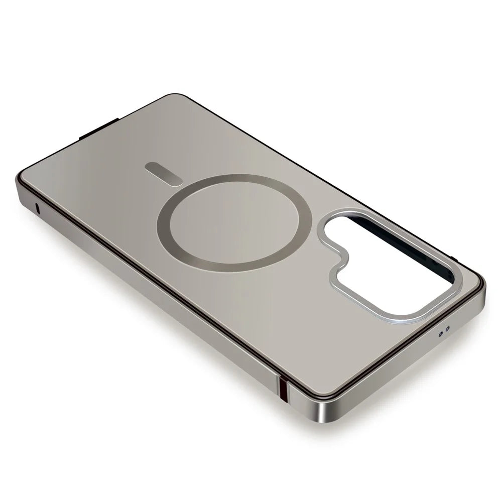 For Samsung Galaxy S25 Ultra Case Metal TPU Frame PC Back Phone Cover Magnetic Case - Grey - 5