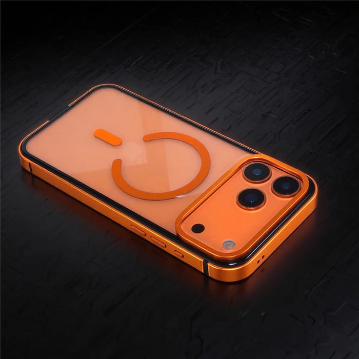 For iPhone 17 Pro Max Case Metal TPU Frame PC Back Clear Phone Cover Compatible with MagSafe - Navy Blue - 7
