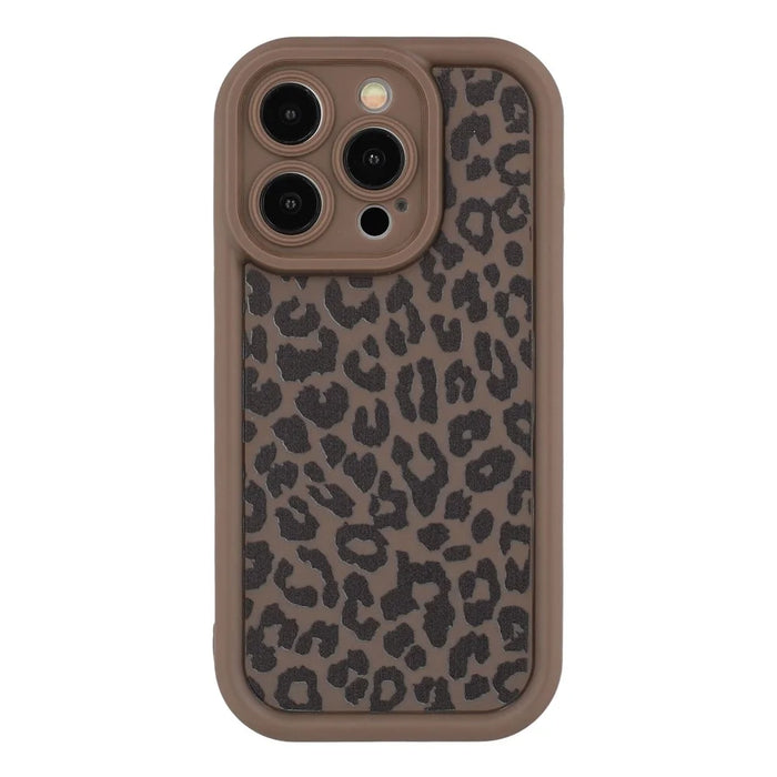 For iPhone 15 Pro Max Case Leopard Print TPU Shockproof Phone Cover - Coffee - 3