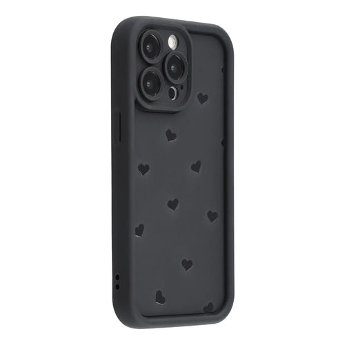 For iPhone 13 Pro Case Heart Pattern TPU Phone Cover with Stepped Edge - Black - 1