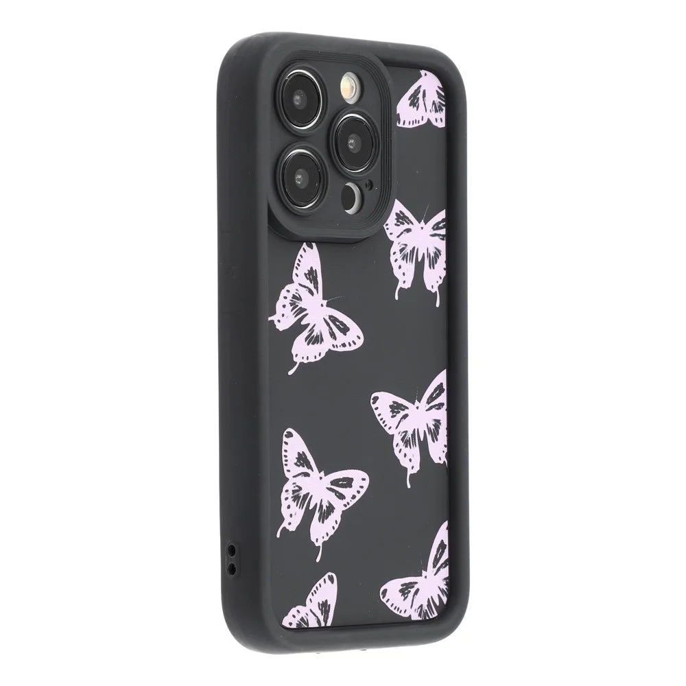 For iPhone 15 Pro Case Butterfly Print TPU Shockproof Phone Back Cover - Pink - 1