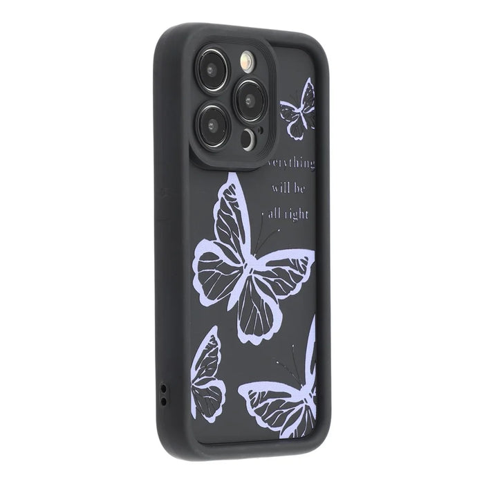 For iPhone 13 Pro Case Butterfly Print TPU Shockproof Phone Back Cover - Purple - 1