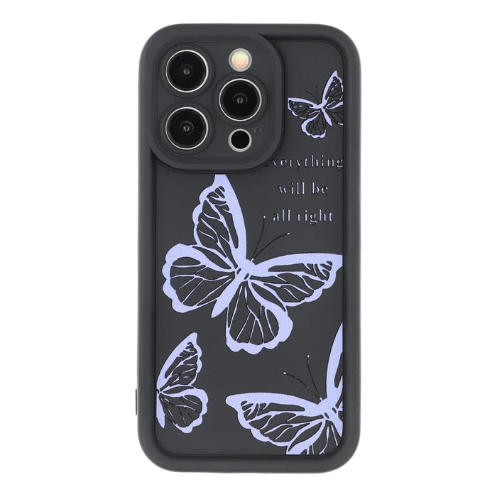 For iPhone 13 Pro Case Butterfly Print TPU Shockproof Phone Back Cover - Purple - 3