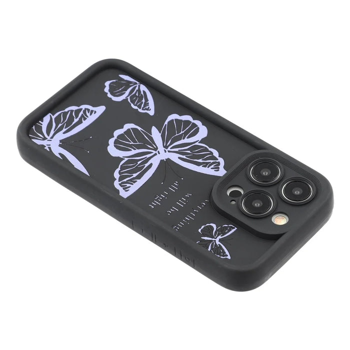 For iPhone 13 Pro Case Butterfly Print TPU Shockproof Phone Back Cover - Purple - 5