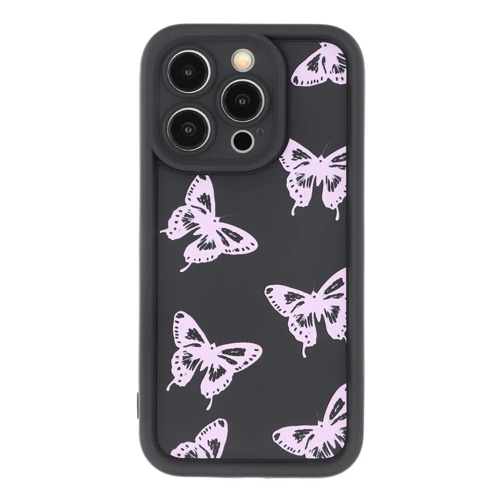 For iPhone 12 Pro Case Butterfly Print TPU Shockproof Phone Back Cover - Pink - 3