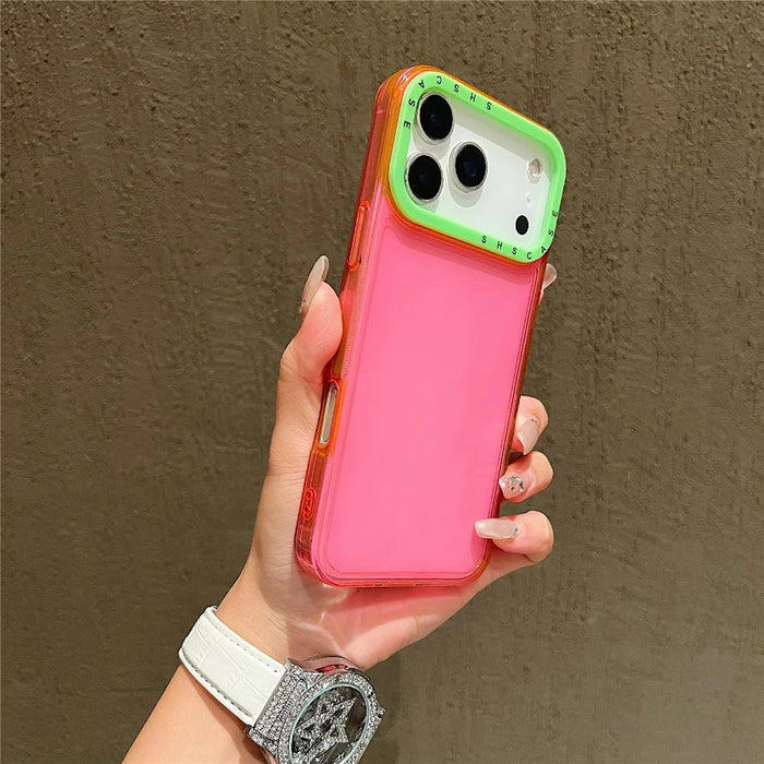 For iPhone 18 Pro Max / 17 Pro Max Case Clear Contrasting Colors Shockproof TPU Phone Back Cover - Rose - 1