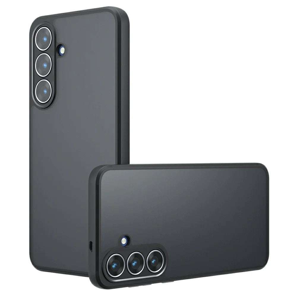 For Samsung Galaxy S25 FE Case Skin-Touch TPU + PC Matte Phone Back Cover, Transparent Black - 1