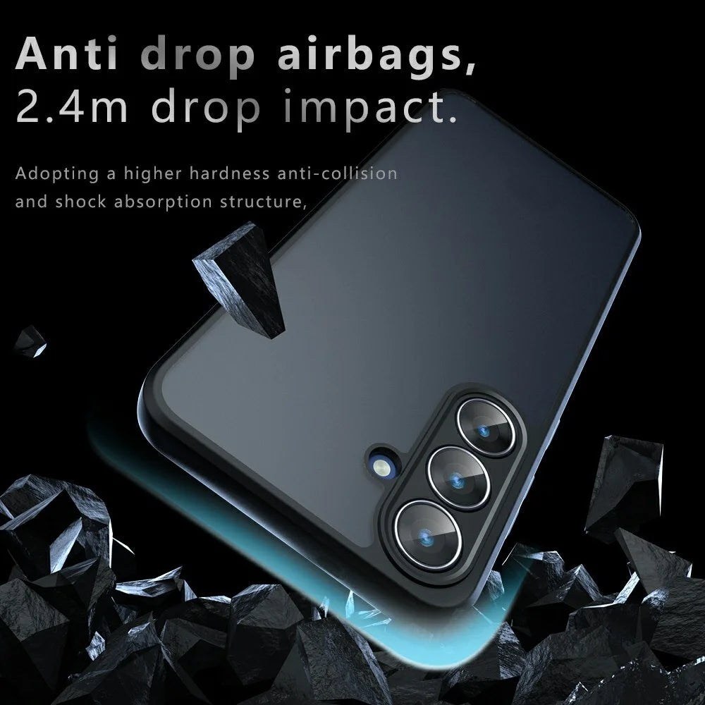 For Samsung Galaxy S25 FE Case Skin-Touch TPU + PC Matte Phone Back Cover, Transparent Black - 3
