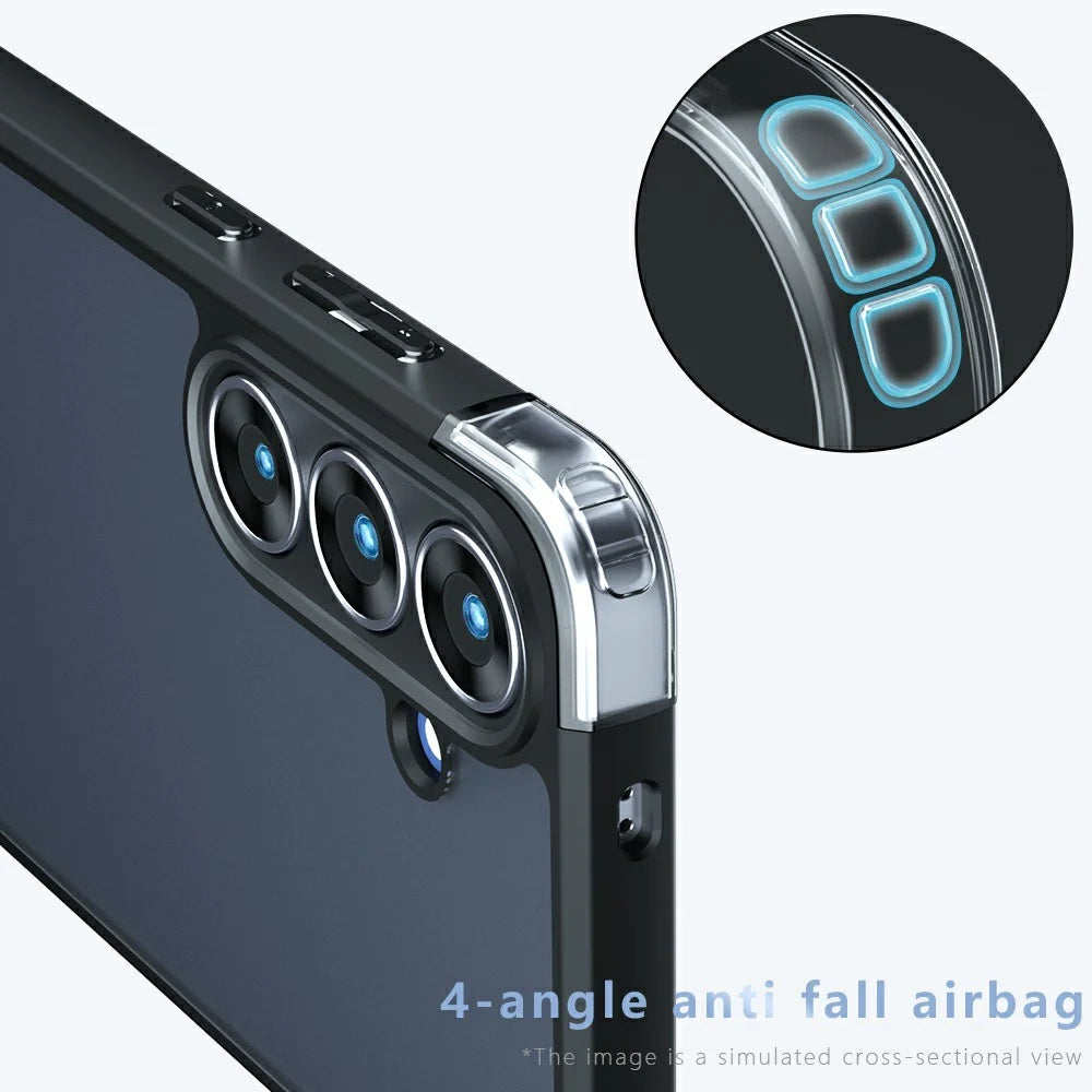 For Samsung Galaxy S25 FE Case Skin-Touch TPU + PC Matte Phone Back Cover, Transparent Black - 4