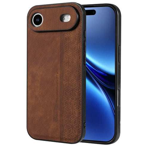 AZNS For iPhone Air Case Protective PU Leather Covered TPU Phone Shell - Brown - 1
