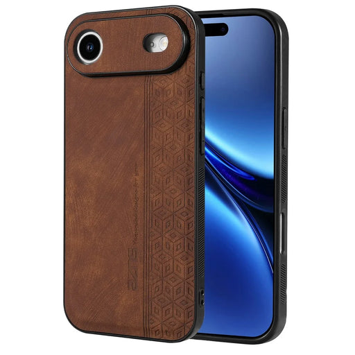 AZNS For iPhone Air Case Protective PU Leather Covered TPU Phone Shell - Brown - 1