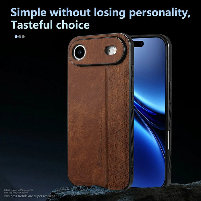 AZNS For iPhone Air Case Protective PU Leather Covered TPU Phone Shell - Brown - 3