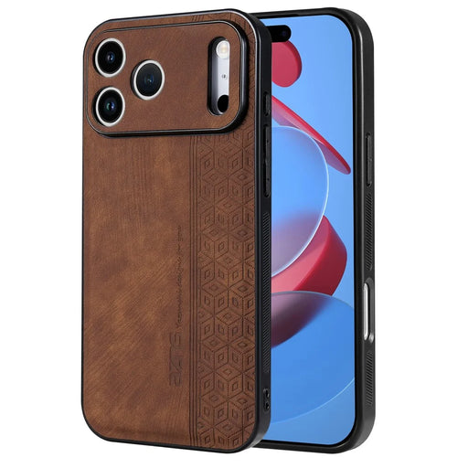 AZNS For iPhone 18 Pro / 17 Pro Case Protective PU Leather Covered TPU Phone Shell - Brown - 1