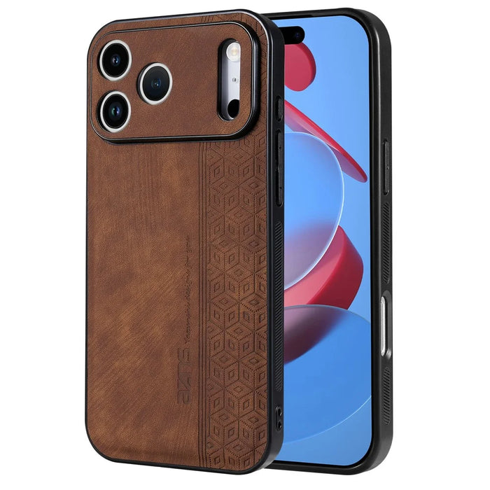 AZNS For iPhone 18 Pro / 17 Pro Case Protective PU Leather Covered TPU Phone Shell - Brown - 1
