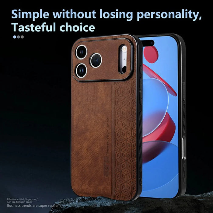 AZNS For iPhone 18 Pro / 17 Pro Case Protective PU Leather Covered TPU Phone Shell - Brown - 3