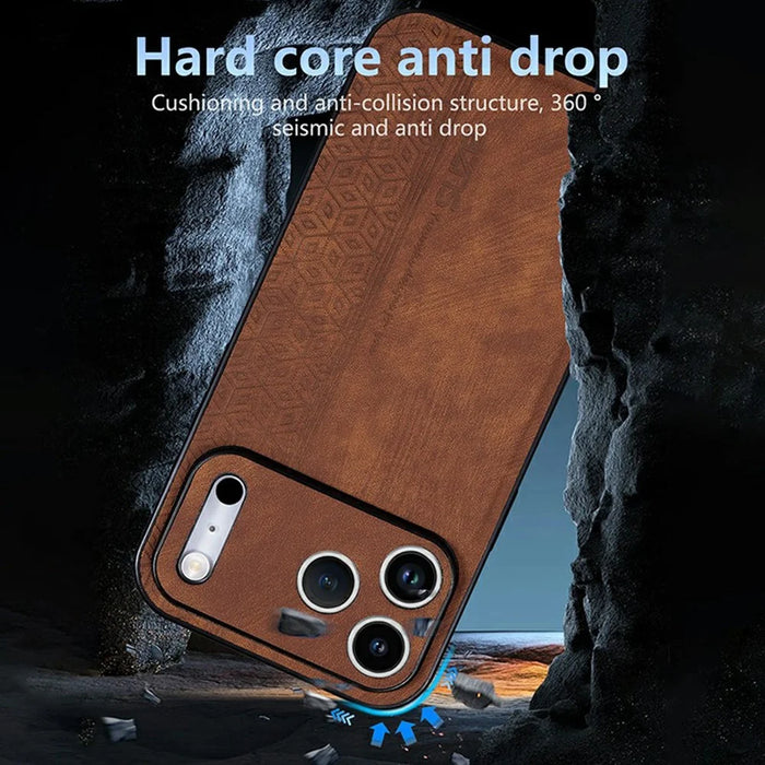 AZNS For iPhone 18 Pro / 17 Pro Case Protective PU Leather Covered TPU Phone Shell - Brown - 4