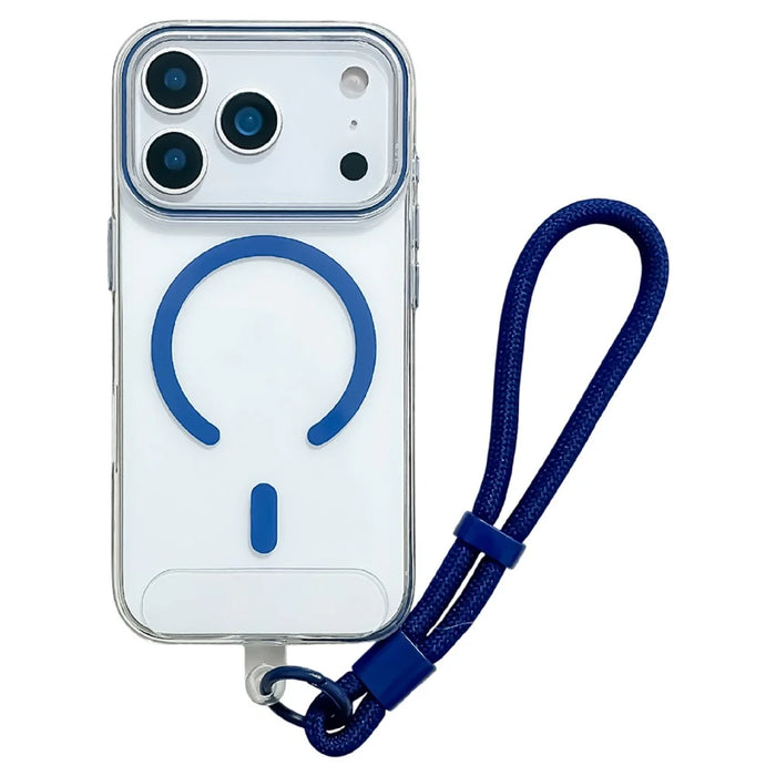 For iPhone 17 Pro Case Compatible with MagSafe Hard PC Phone Back Cover with Wrist Strap - Sapphire - 1