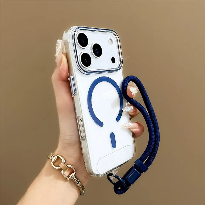 For iPhone 17 Pro Case Compatible with MagSafe Hard PC Phone Back Cover with Wrist Strap - Sapphire - 2