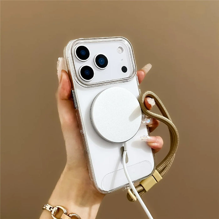 For iPhone 17 Pro Case Compatible with MagSafe Hard PC Phone Back Cover with Wrist Strap - Sapphire - 4
