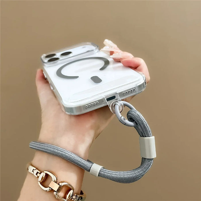 For iPhone 17 Pro Case Compatible with MagSafe Hard PC Phone Back Cover with Wrist Strap - Sapphire - 6