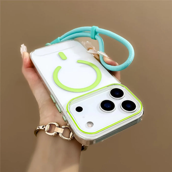 For iPhone 17 Pro Case Compatible with MagSafe Hard PC Phone Back Cover with Wrist Strap - Sapphire - 7