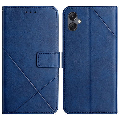 For Samsung Galaxy A08 5G / A07 4G Case Line Pattern Wallet Leather Phone Cover with Wrist Strap - Blue - 1