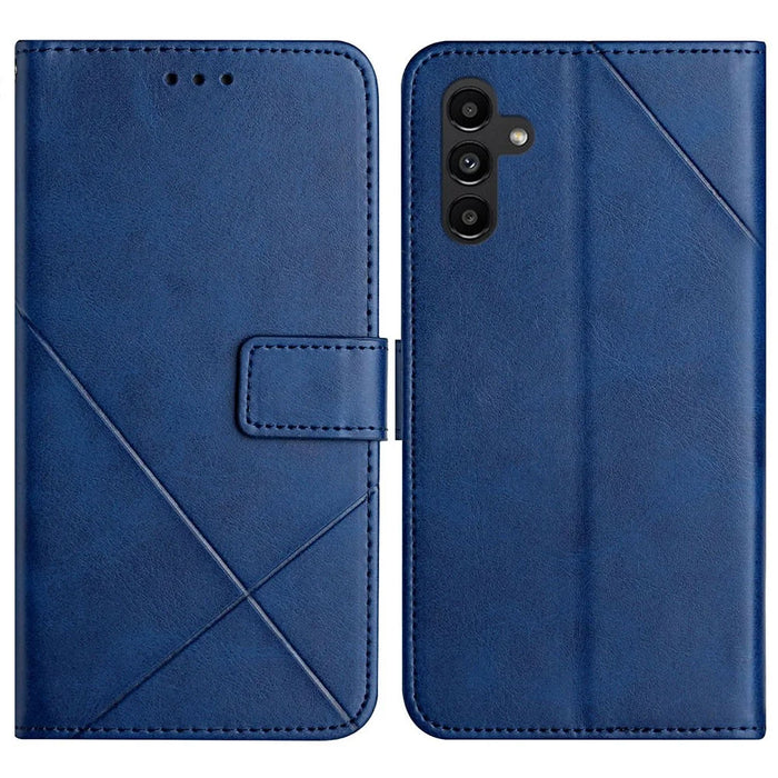 For Samsung Galaxy A18 5G /  A17 5G / A17 4G Case Line Pattern Wallet Leather Phone Cover with Wrist Strap - Blue - 1