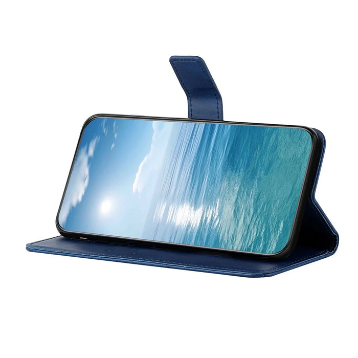For Samsung Galaxy A18 5G /  A17 5G / A17 4G Case Line Pattern Wallet Leather Phone Cover with Wrist Strap - Blue - 2