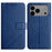 For iPhone 18 Pro Max / 17 Pro Max Case Line Pattern Wallet Leather Phone Cover with Wrist Strap - Blue - 1
