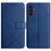 For Samsung Galaxy S25 FE Case Line Pattern Wallet Leather Phone Cover with Wrist Strap - Blue - 1