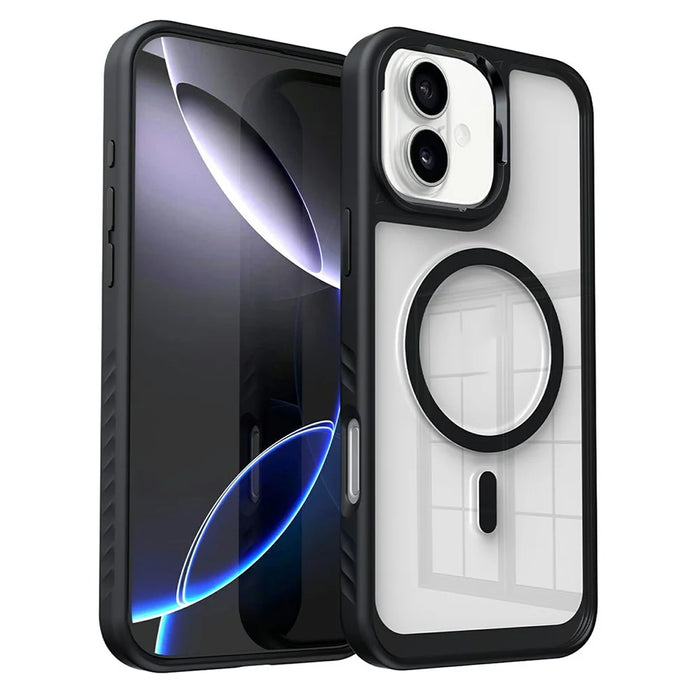 For iPhone 16 Case Compatible with MagSafe TPU + PC Shockproof Phone Back Cover - Black - 1