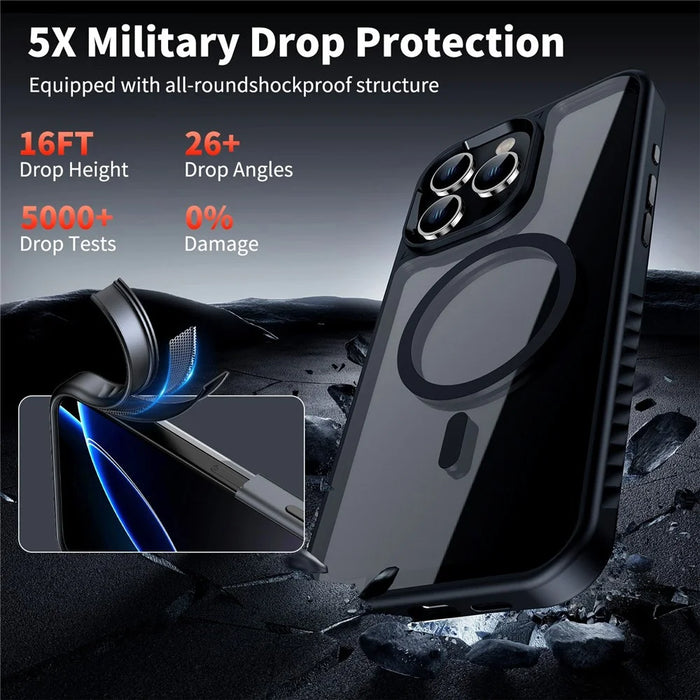 For iPhone 16 Case Compatible with MagSafe TPU + PC Shockproof Phone Back Cover - Black - 4