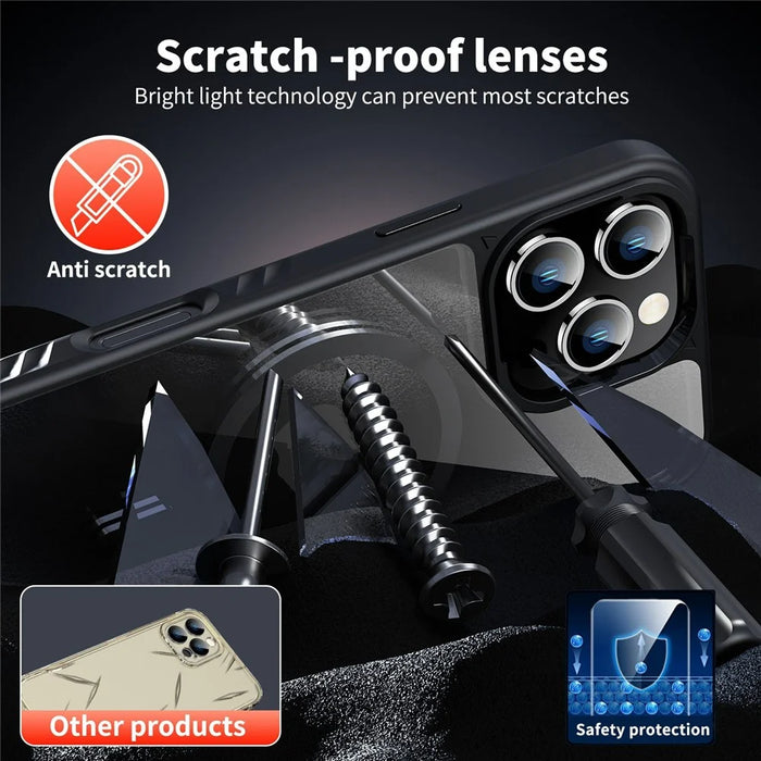 For iPhone 16 Case Compatible with MagSafe TPU + PC Shockproof Phone Back Cover - Black - 6