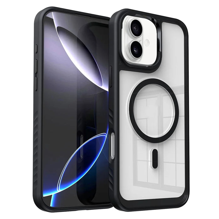 For iPhone 16 Plus Case Compatible with MagSafe TPU + PC Shockproof Phone Back Cover - Black - 1