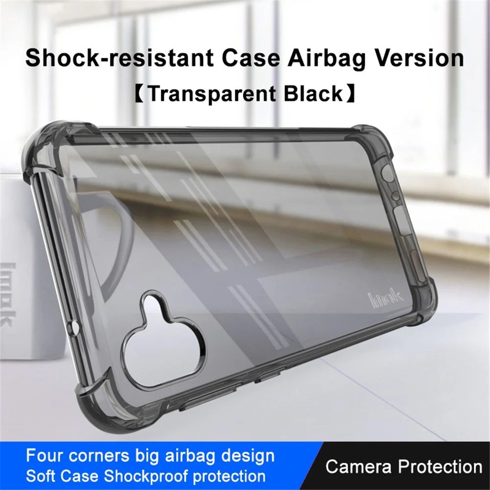 IMAK For Samsung Galaxy A04 4G (164.4 x 76.3 x 9.1 mm) Four Corner Airbag Shockproof Phone Case Flexible TPU Cover - Transparent Black - 2