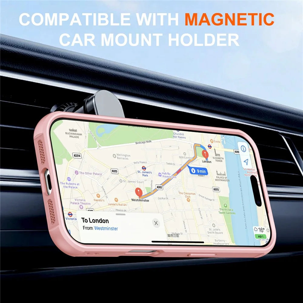 For iPhone 17 Pro Max Case Compatible with MagSafe Kickstand TPU PC Shockproof Phone Back Cover - Pink - 4
