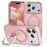 For iPhone 17 Pro Case Compatible with MagSafe Kickstand TPU PC Shockproof Phone Back Cover - Pink - 1
