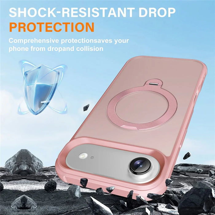 For iPhone Air Case Compatible with MagSafe Kickstand TPU PC Shockproof Phone Back Cover - Pink - 3