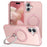 For iPhone 17 Case Compatible with MagSafe Kickstand TPU PC Shockproof Phone Back Cover - Pink - 1