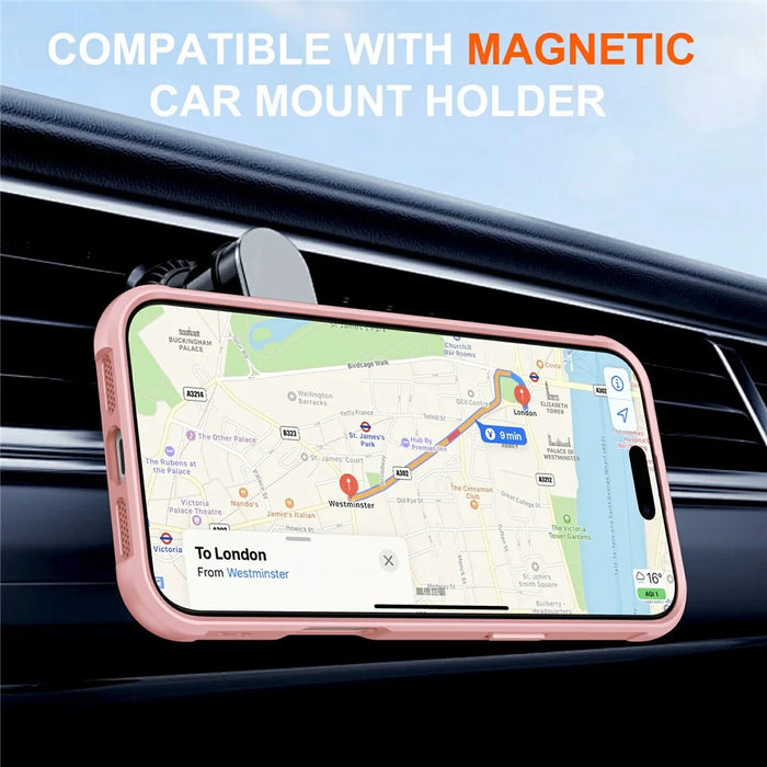 For iPhone 17 Case Compatible with MagSafe Kickstand TPU PC Shockproof Phone Back Cover - Pink - 4
