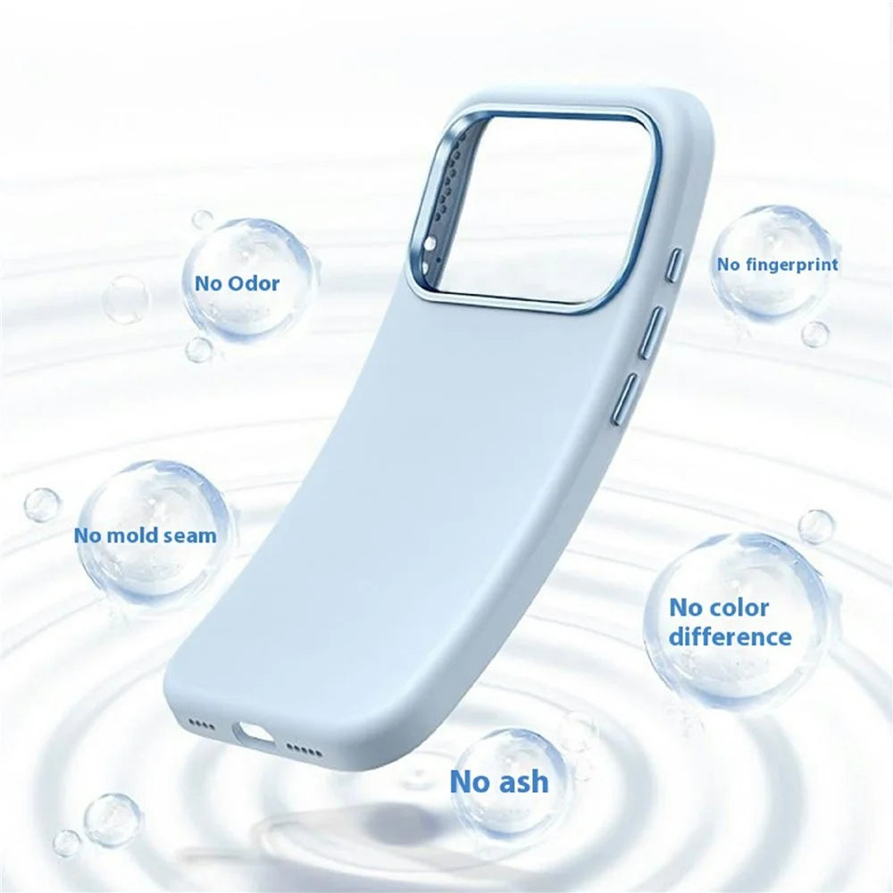 For iPhone 17 Pro Max Case Shockproof Liquid Silicone Phone Back Cover with Metal Lens Frame - Blue - 2