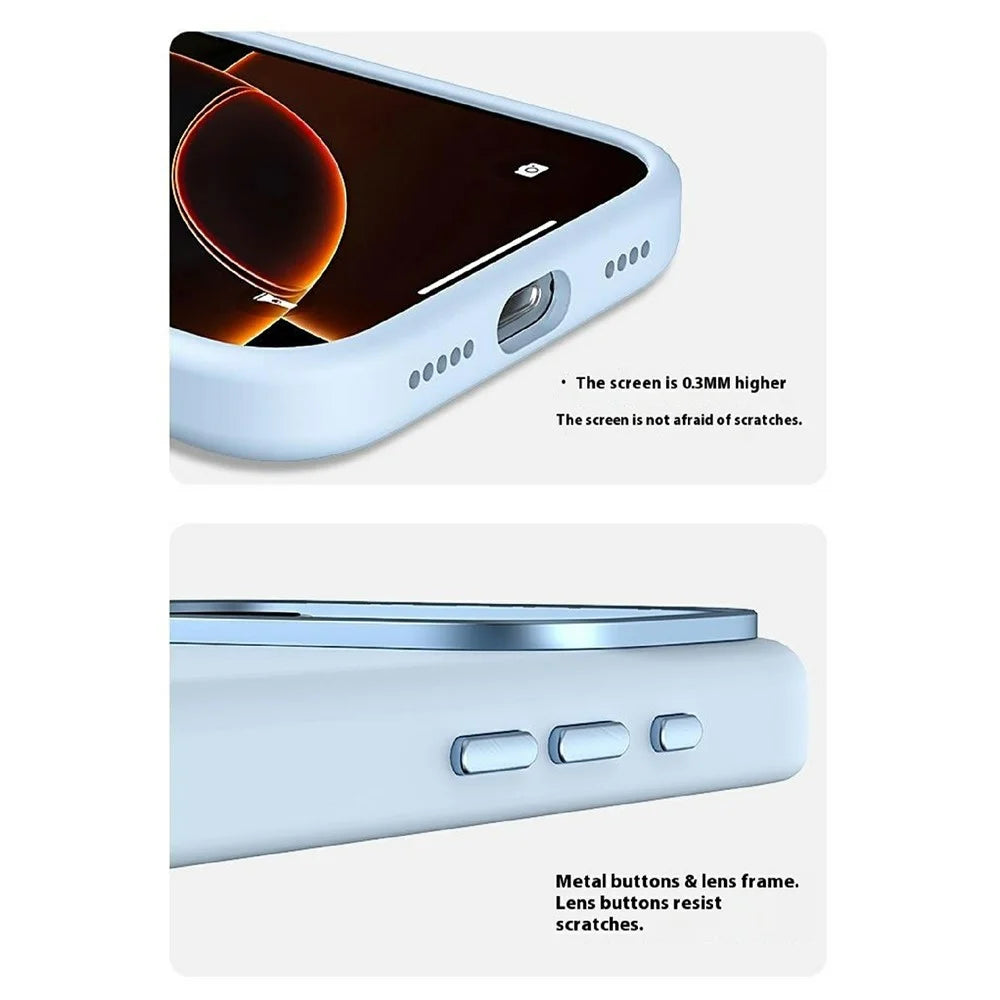 For iPhone 17 Pro Max Case Shockproof Liquid Silicone Phone Back Cover with Metal Lens Frame - Blue - 6