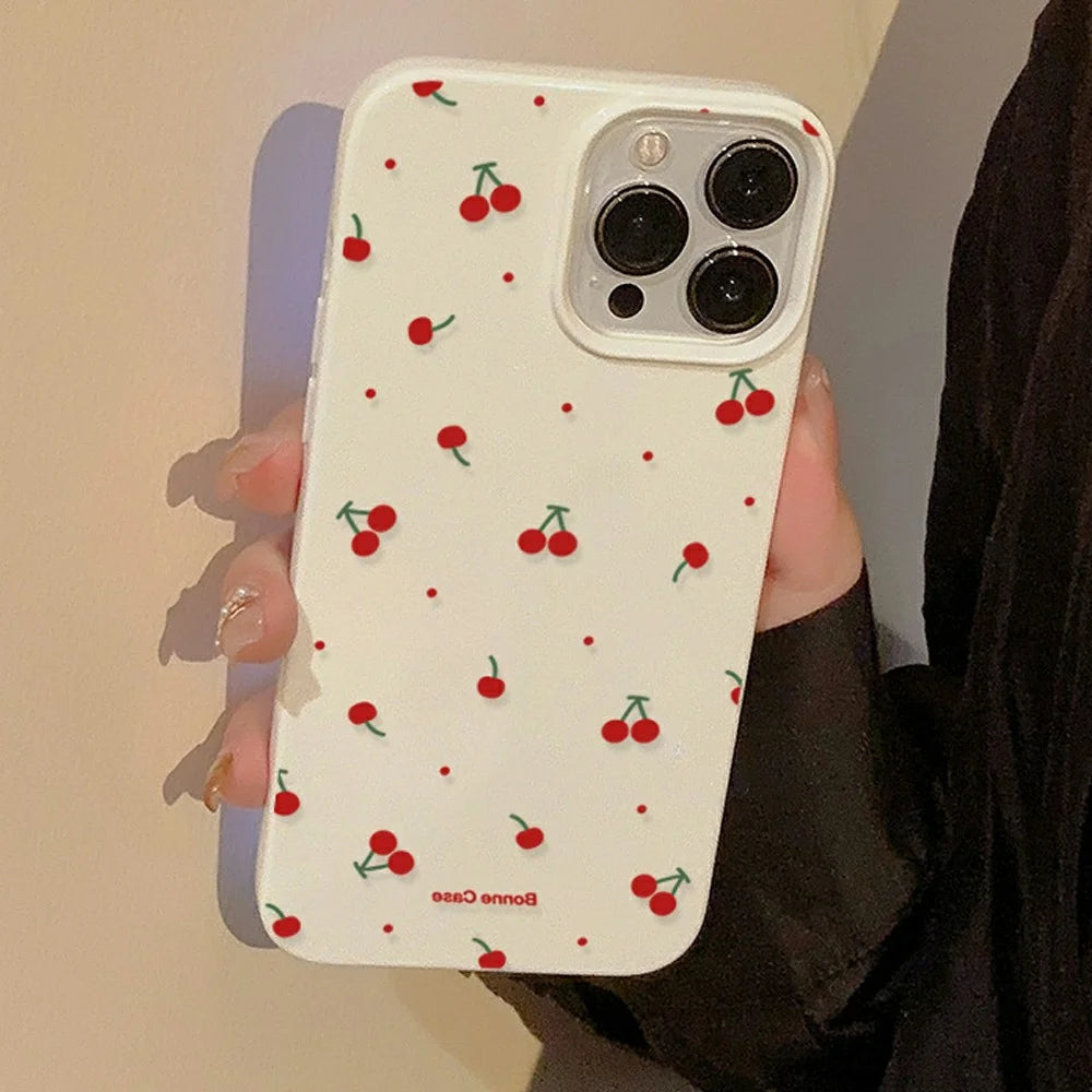 For iPhone 14 Pro Case Unique Cherry Pattern Printing TPU Phone Back Cover - 3