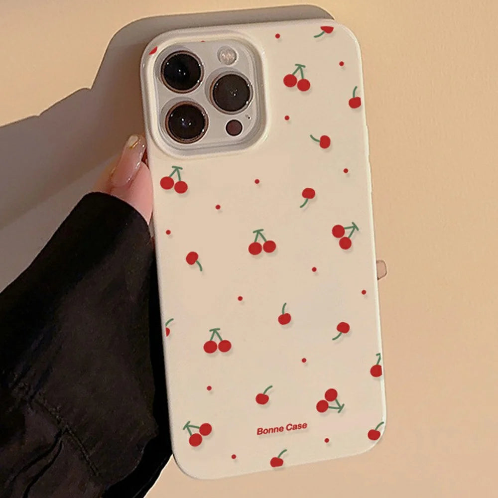 For iPhone 16 Pro Max Case Unique Cherry Pattern Printing TPU Phone Back Cover - 1