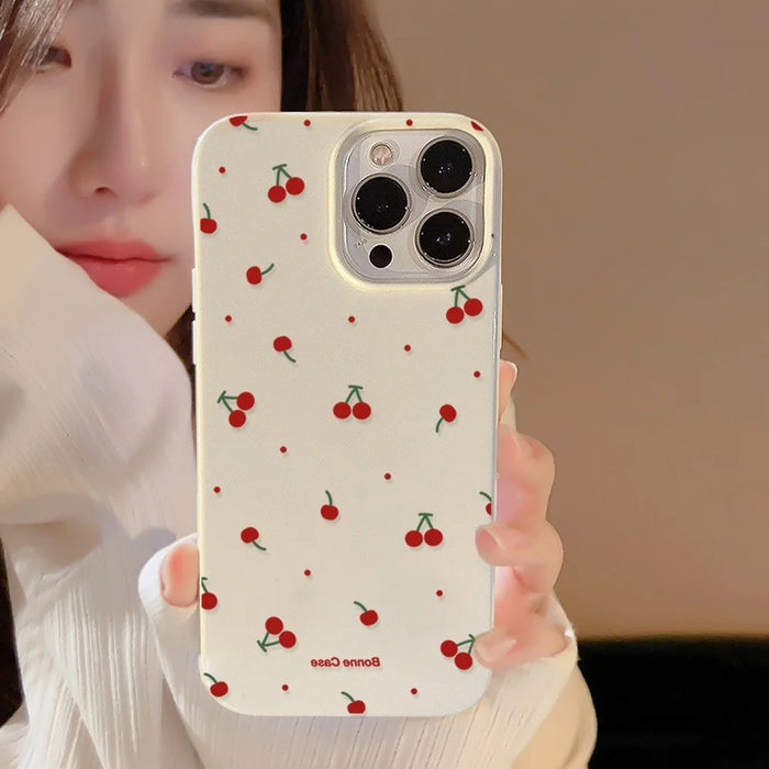 For iPhone 16 Pro Max Case Unique Cherry Pattern Printing TPU Phone Back Cover - 2