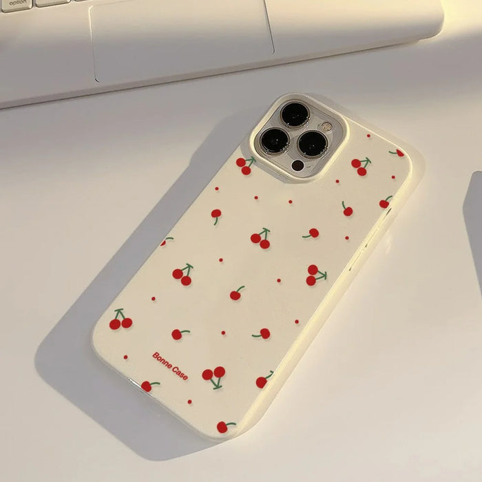 For iPhone 16 Pro Max Case Unique Cherry Pattern Printing TPU Phone Back Cover - 5